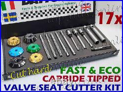17x DAYTONA VALVE SEAT CUTTER KIT CHEVY LS1 30-45-60 3 ANGLES CUT CARBIDE TIP