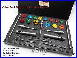 24 Pcs VALVE SEAT CUTTER KIT CARBIDE TIPPED WITH 3 STEMS + 3 REMR+2 DRV ARBOURS