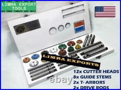 24 pcs Valve Seat Cutter Set Carbide Tipped To cut Modern Heads Hard Seats Rings