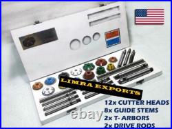24 pcs Valve Seat Cutter Set Carbide Tipped To cut Modern Heads Hard Seats Rings