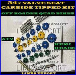 24x Carbide Tipped Valve Seat Cutter Set For Motorcycles With Reamers & Guides 24x Carbide Tipped Valve Seat Cutter Set For Motorcycles With Reamers & Guides
