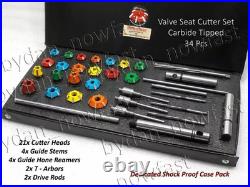 24x Carbide Tipped Valve Seat Cutter Set For Motorcycles With Reamers & Guides
