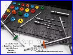 24x Carbide Tipped Valve Seat Cutter Set For Motorcycles With Reamers & Guides