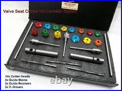 24x Motorcycles Heads Valve Seat Cutter Set CARBIDE TIPPED Guide Stem Reamers HS
