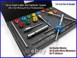24x VALVE SEAT CUTTER KIT CARBIDE TIPPED WITH 3 STEMS + 3 REMR+2 DRV ARBOURS