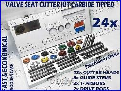 24x VALVE SEAT CUTTER SET CARBIDE TIPPED CHEVY, FORD, CLEAVLAND, MOPAR, HEMI V6-V8