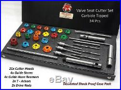 34x VALVE SEAT TOOL KIT FOR BIKES HEADS HARD VALVE SEAT CUTTER CARBIDE TIPPED