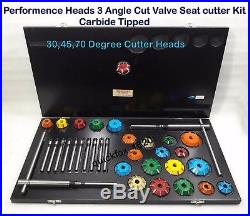 3 Angle Cut 30,45,70 Degree Valve Seat Cutters Carbide Tipped Cars, Trucks, Marine