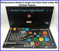 3 Angle Cut Valve Seat Cutter Set Carbide Tipped Chrysler, Ford, Cheverlet, Oldsmob