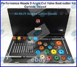 3 Angle Cut Valve Seat Cutter Set Carbide Tipped Performance Head Job 3 Angle Cut Valve Seat Cutter Set Carbide Tipped Performance Head Job