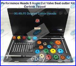 3 Angle Cut Valve Seat Cutter Set Carbide Tipped Performance Head Job