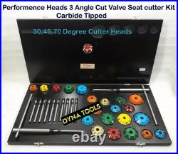 3 Angle Cut Valve Seat Cutter Set Carbide Tipped Performance Head Job