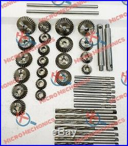 42x VALVE SEAT CUTTER SET HIGH CARBON STEEL 21 CTR + 8 STEMS + 8 REAMERS + ARBOR
