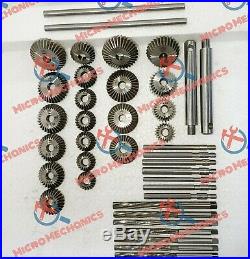 42x VALVE SEAT CUTTER SET HIGH CARBON STEEL 21 CTR + 8 STEMS + 8 REAMERS + ARBOR