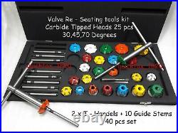 43x VALVE SEAT CUTTER SET CARBIDE TIPPED FOR CHEVY, FORD. CHRYSLER, DODGE+2.500 CUT