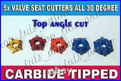 5x VALVE SEAT CUTTER ALL 30 DEGREE 24mm, 26mm, 28mm, 30mm and 32mm TOP ANGLE CUT
