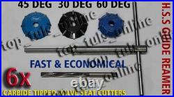 6x VALVE SEAT CUTTER CARBIDE TIPPED 1.710 30-45-60 +11/32 guide stem & arbor 6x VALVE SEAT CUTTER CARBIDE TIPPED 1.710 30-45-60 +11/32 guide stem & arbor