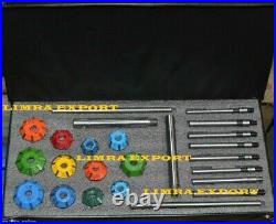 Engine Valve Restoration Carbide Tipped Seat Cutters Kit + 8 Guide Stems Boxed