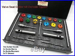 Fast & Economical Valve Seat Cutter Kit Carbide Tipped 3 HSS Reamers + 3 Guides