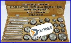 High Carbon Steel Valve Seat Cutter Set 21 Cutters + 8 Stems+2 Arbor +2 Rods