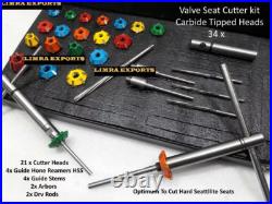Honda, Suzuki, Kaw Bikes Valve Seat Cutter Set Carbide Tipped + Reams +guide Stems Honda, Suzuki, Kaw Bikes Valve Seat Cutter Set Carbide Tipped + Reams +guide Stems