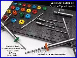 MOTORCYCLES, ATV HEADS, DIRT BIKES VALVE SEAT CUTTER KIT CARBIDE TIPPED 34x MOTORCYCLES, ATV HEADS, DIRT BIKES VALVE SEAT CUTTER KIT CARBIDE TIPPED 34x
