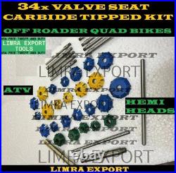 MOTORCYCLES, ATV HEADS, DIRT BIKES VALVE SEAT CUTTER KIT CARBIDE TIPPED 34x