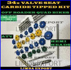 MOTORCYCLES, ATV HEADS, DIRT BIKES VALVE SEAT CUTTER KIT CARBIDE TIPPED 34x BEST