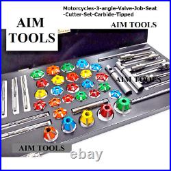 Motorcycles 3 angle Valve Job Seat Cutter Set Carbide Tipped AIM TOOLS