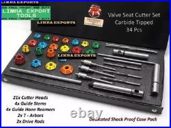 Motorcycles, Atv Heads Valve Seat Cutter Kit Carbide Tipped 34 Pcs All In One