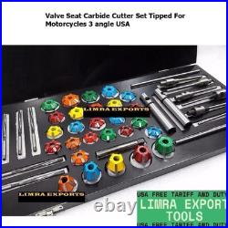New Valve Job Seat Cutter Set Carbide Tipped For Motorcycles 3 Angle USA