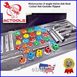 New Valve Job Seat Cutter Set Carbide Tipped for Motorcycles 3 angle USA