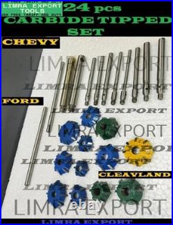VALVE SEAT CUTTER SET 24 pcs CARBIDE TIPPED CHEVY, FORD, CLEAVLAND BEST