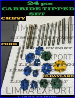 VALVE SEAT CUTTER SET 24 pcs CARBIDE TIPPED CHEVY, FORD, CLEAVLAND BEST