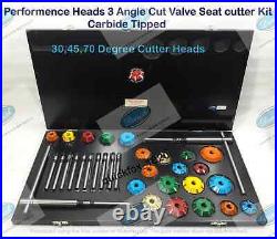 Valve Seat Cutter Set 3 Angles Cut Carbide Tipped Performance Kit Race Heads