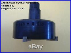 Valve seat pocket cutter adjustable, range 2 1/8- 2 3/8 for 3/8 pilot